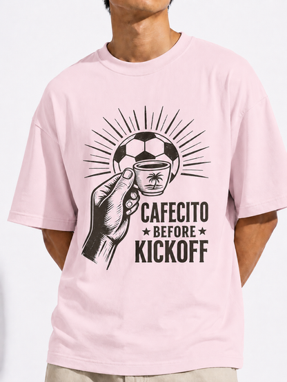 Cafecito Before Kickoff Soccer T-Shirt — Latin Coffee & Football Fan Tee