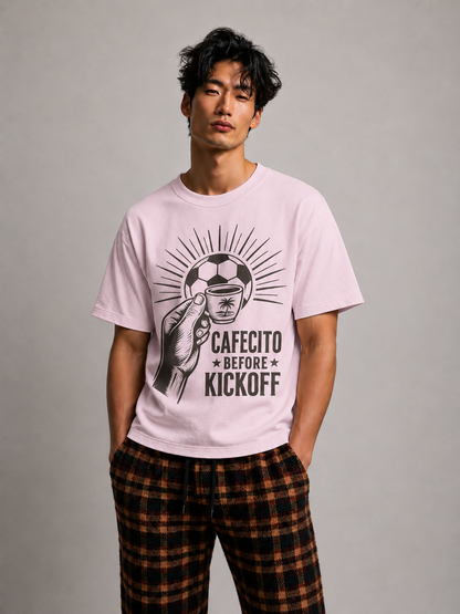 Cafecito Before Kickoff Soccer T-Shirt — Latin Coffee & Football Fan Tee